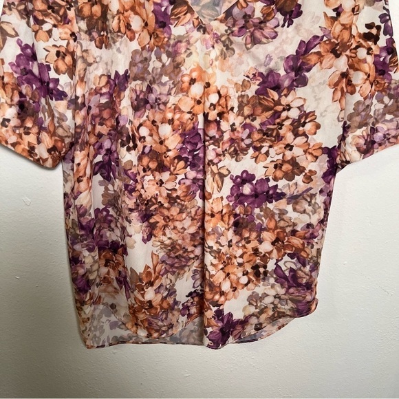 Premise Floral V-Neck Blouse Purple Orange - Picture 5 of 14